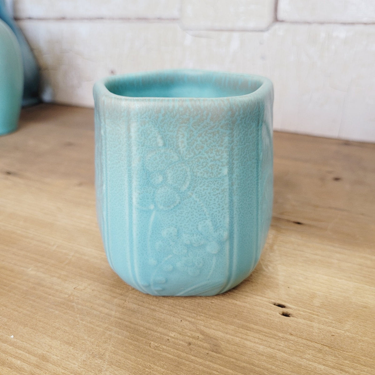 Rookwood Pottery 1930 #6107 Turquoise Blue Matte Botanical Cabinet Vase Arts Cra