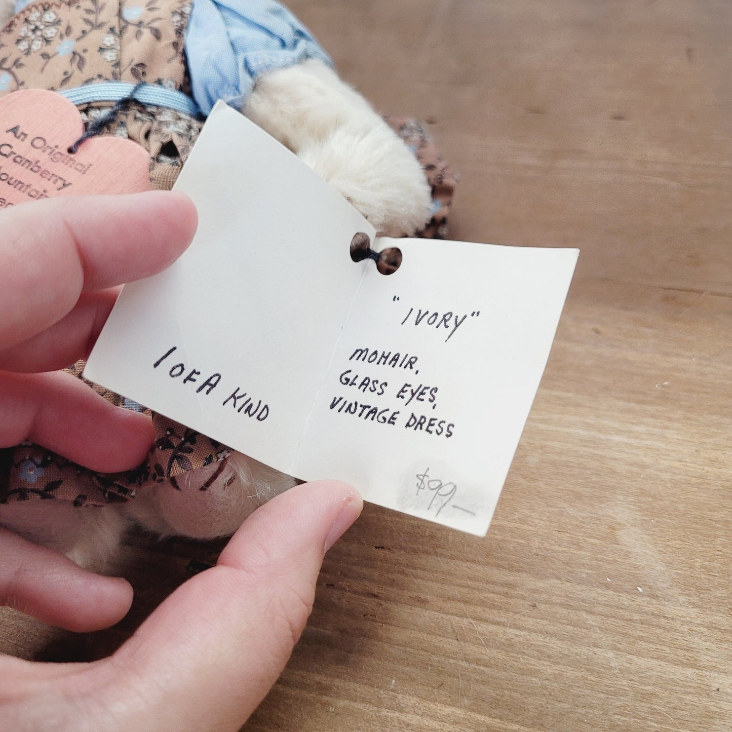 Cranberry Mountain Bears Ivory Mohair Teddy Bear 1990 Muriel Townsend Signed 7”