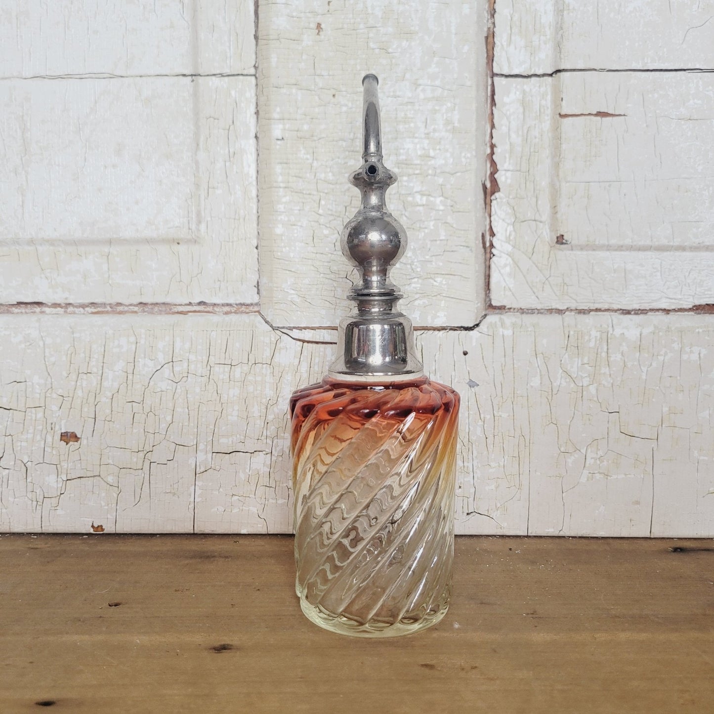 Baccarat Rose Tiente Bambous Swirl Atomizer & perfume bottle~Made in France~1875