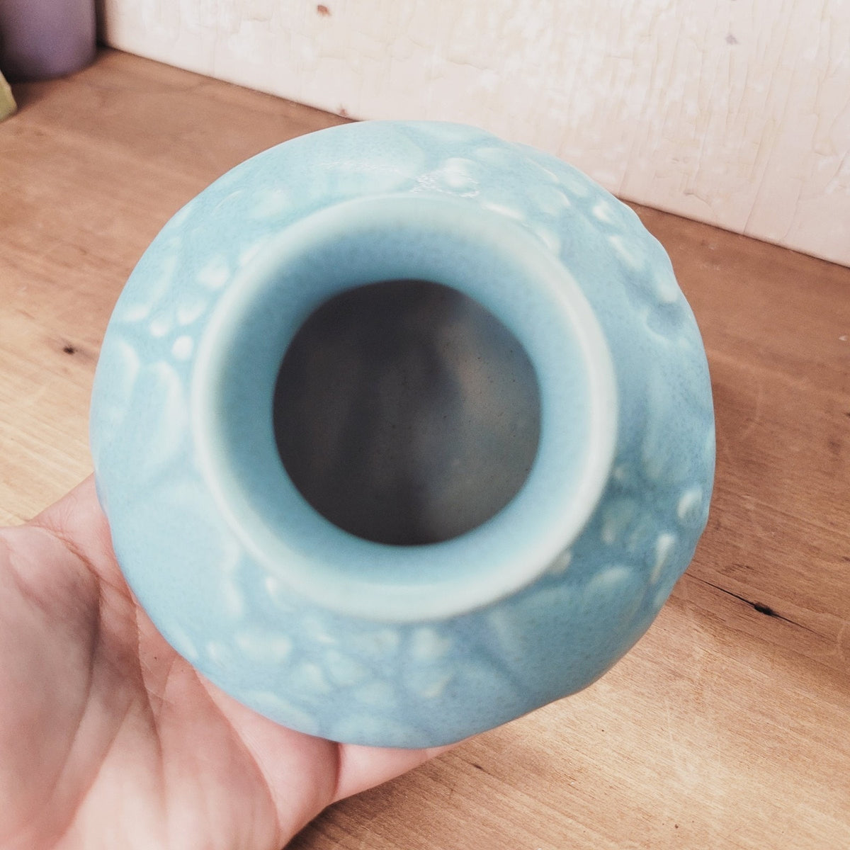 Rookwood Pottery 1937 Turquoise Blue Matte Vase #6352 Clover Relief