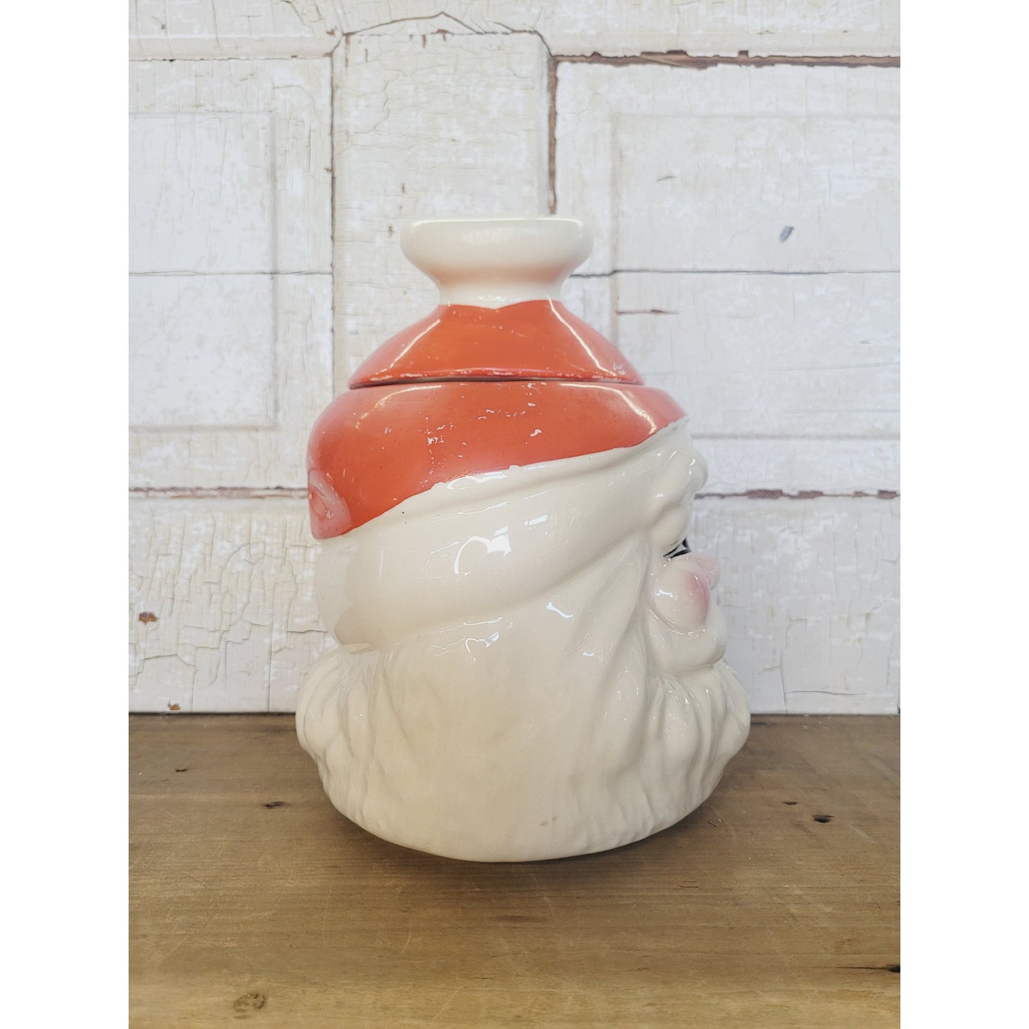 Vintage Santa Cookie Jar 1960s Hand Painted Santa Face Christmas Kitchen