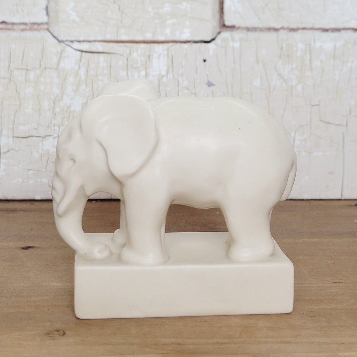 Rookwood Pottery 1934 Elephant Figural Paperweight Matte Ivory #6488 Trunk Down