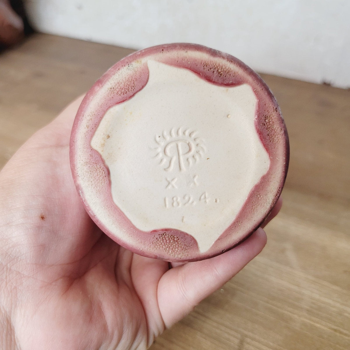 Rookwood 1920 Matte Rose Pink Vase Shape 1824 Incised Geometric Arts Crafts