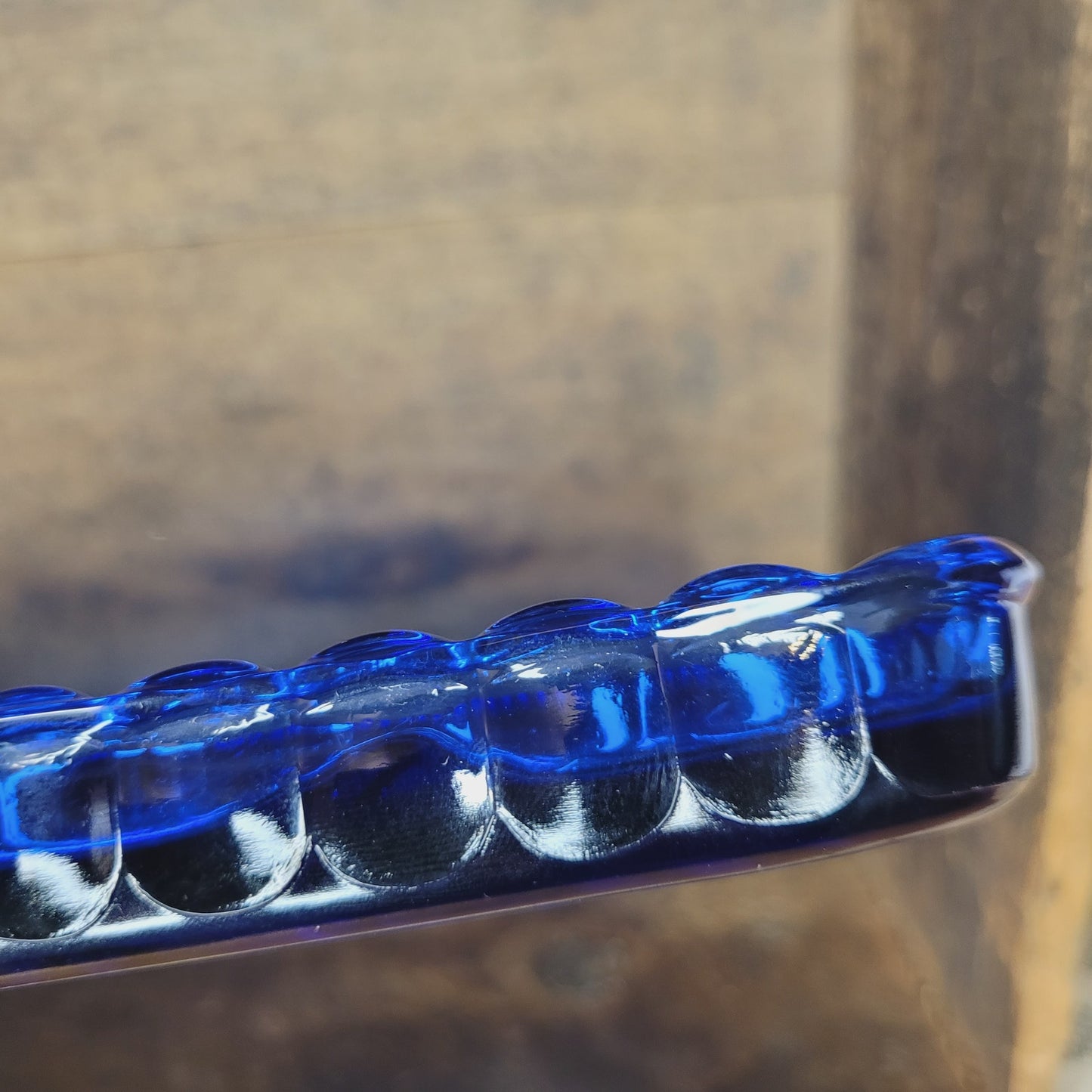 Vintage Cobalt Blue Depression Glass Divided Tray, Square, Vegetable Server