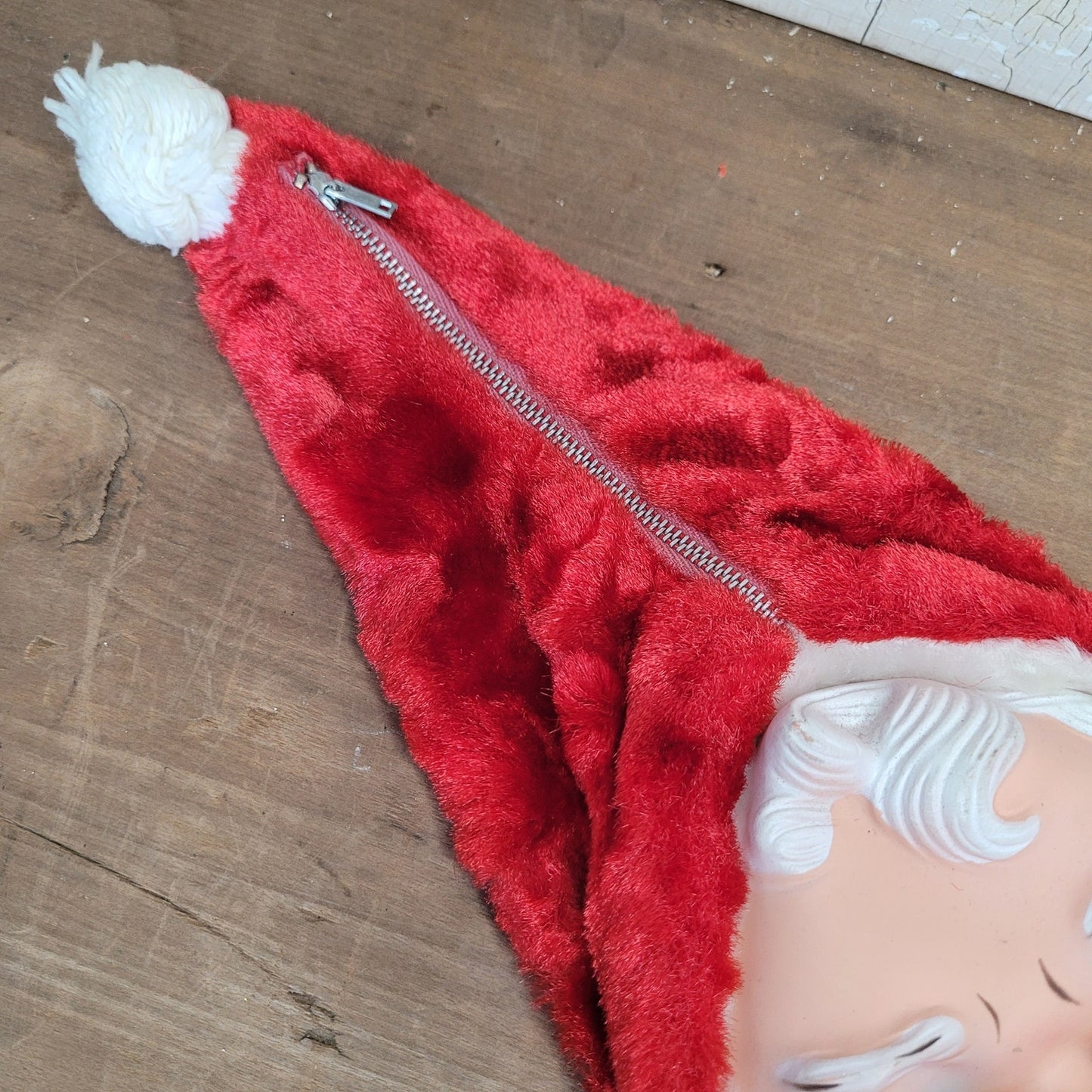 Vintage Bijou Toys Rubber Face Santa Pajama Bag Stocking Mid Century Christmas