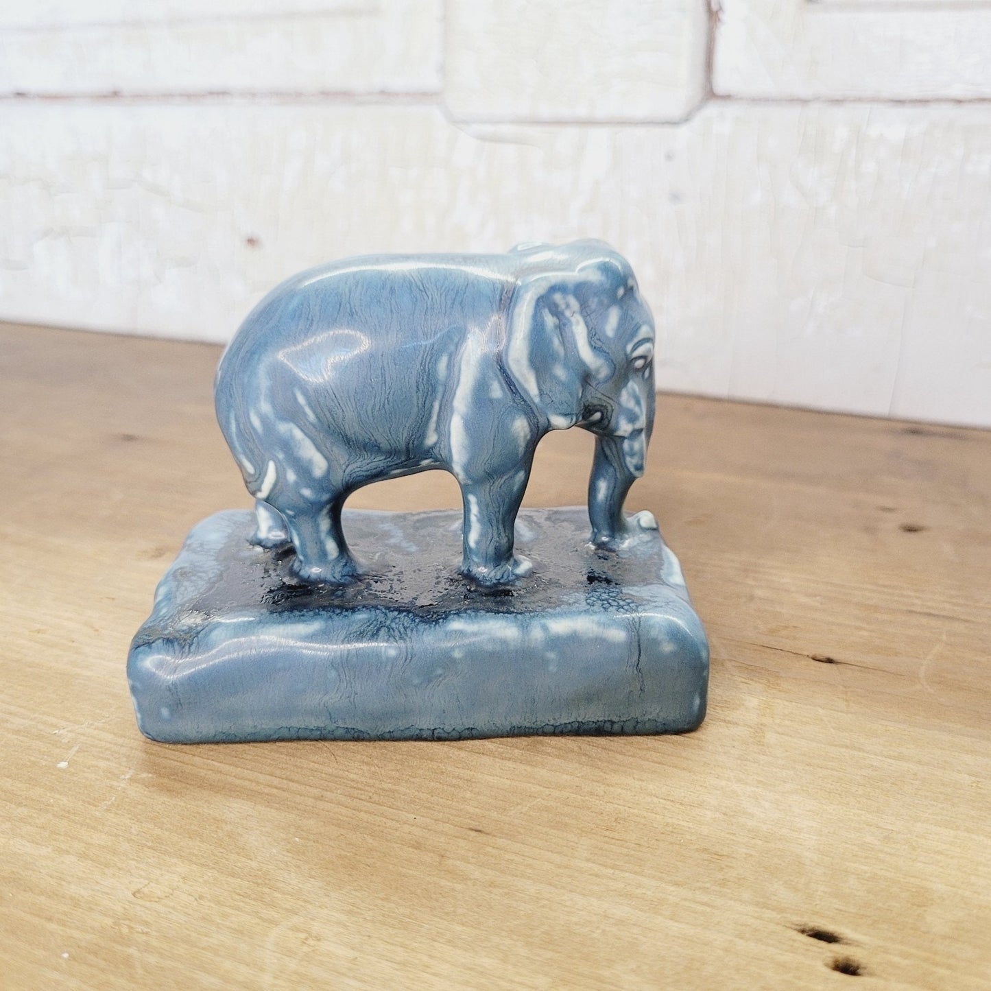 Rookwood 1930 Vintage Pottery Blue Elephant Ceramic Paperweight Figurine 2797