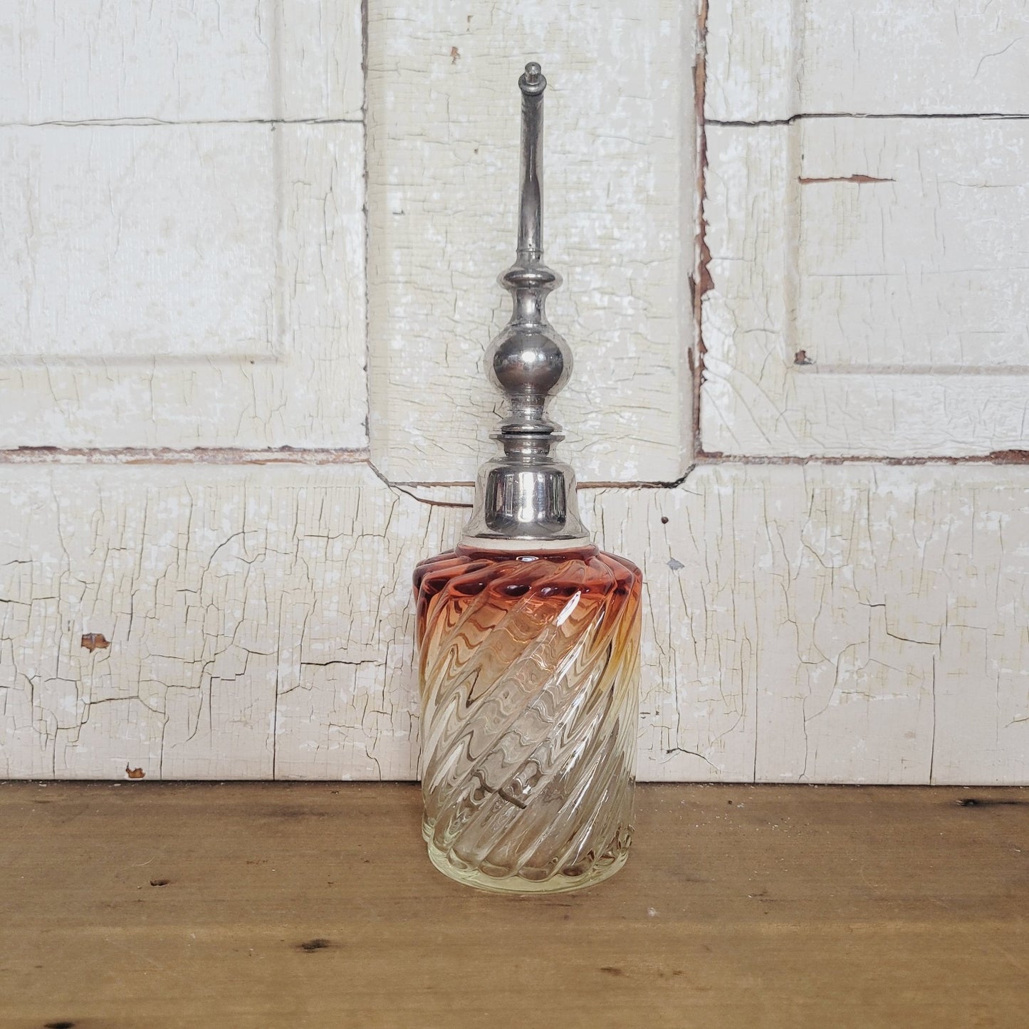 Baccarat Rose Tiente Bambous Swirl Atomizer & perfume bottle~Made in France~1875