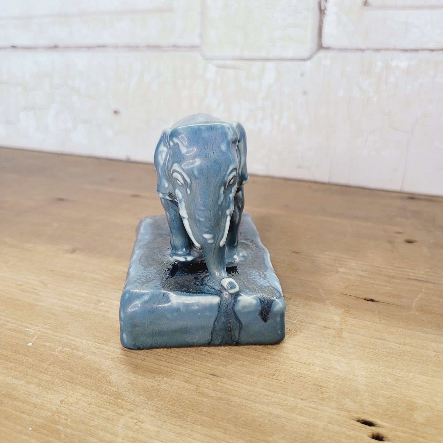 Rookwood 1930 Vintage Pottery Blue Elephant Ceramic Paperweight Figurine 2797
