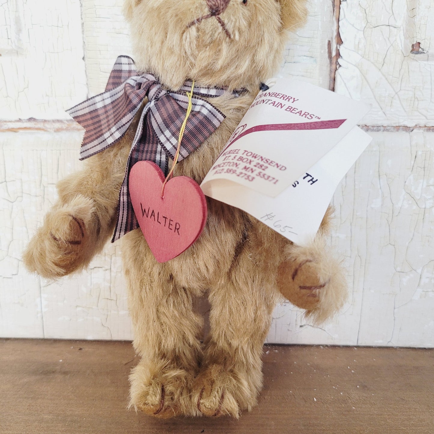 Cranberry Mountain Bear Walter Mohair Teddy Bear 1990 Muriel Townsend 7” Jointed