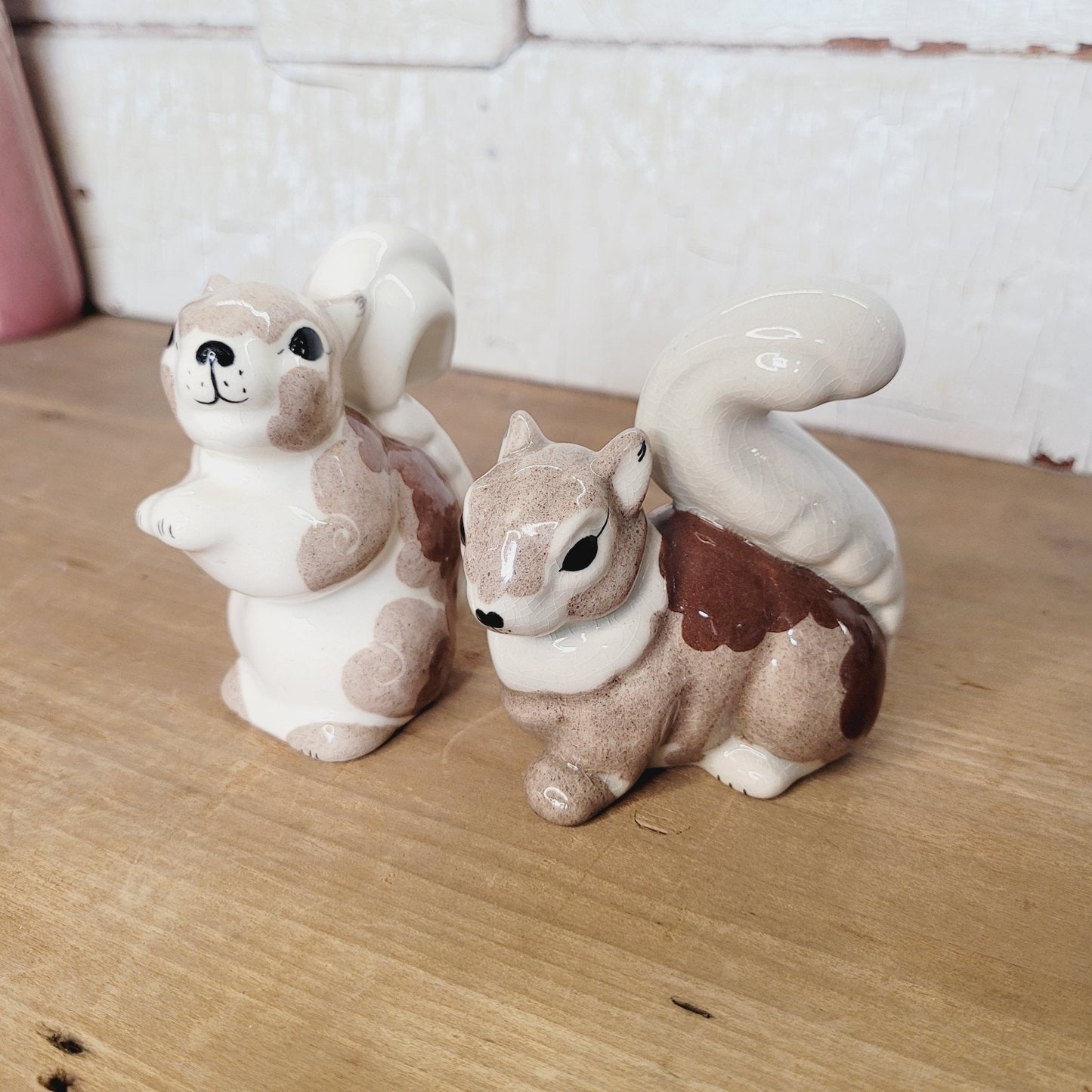 Kay Finch California Squirrel Figurines Pair Vintage Glazed Ceramic