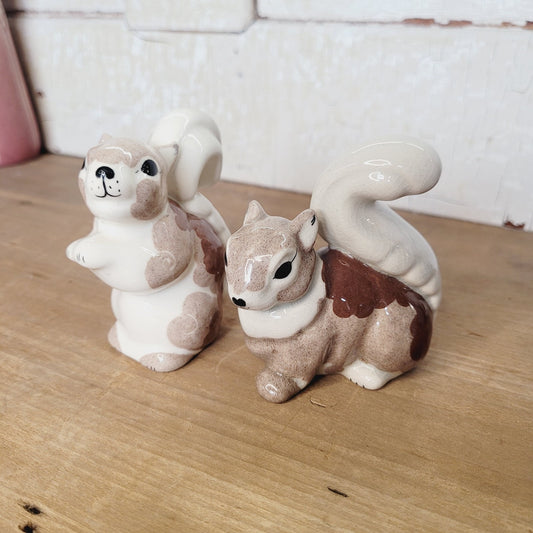Kay Finch California Squirrel Figurines Pair Vintage Glazed Ceramic