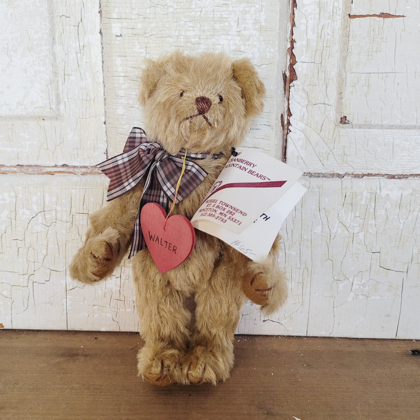 Cranberry Mountain Bear Walter Mohair Teddy Bear 1990 Muriel Townsend 7” Jointed