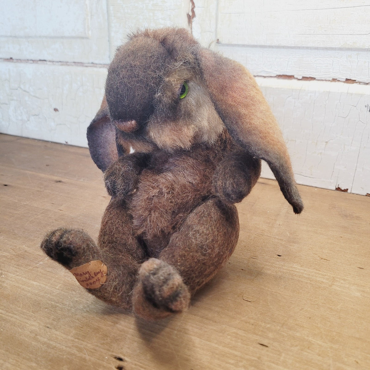 Mary Wimberley OOAK 9" Bumbo Bunny Jointed Artist Alpaca Wool Green Eyes 2004