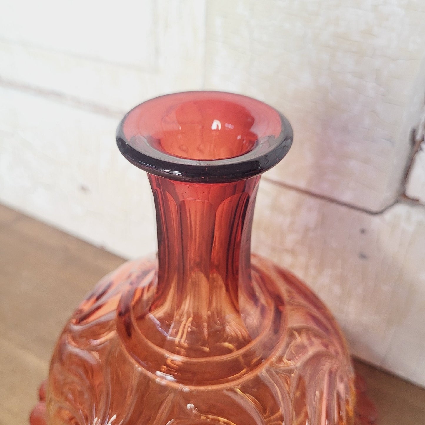Baccarat Rose Tiente Rosaces Multiples Carafe Underplate French Art Glass Pink