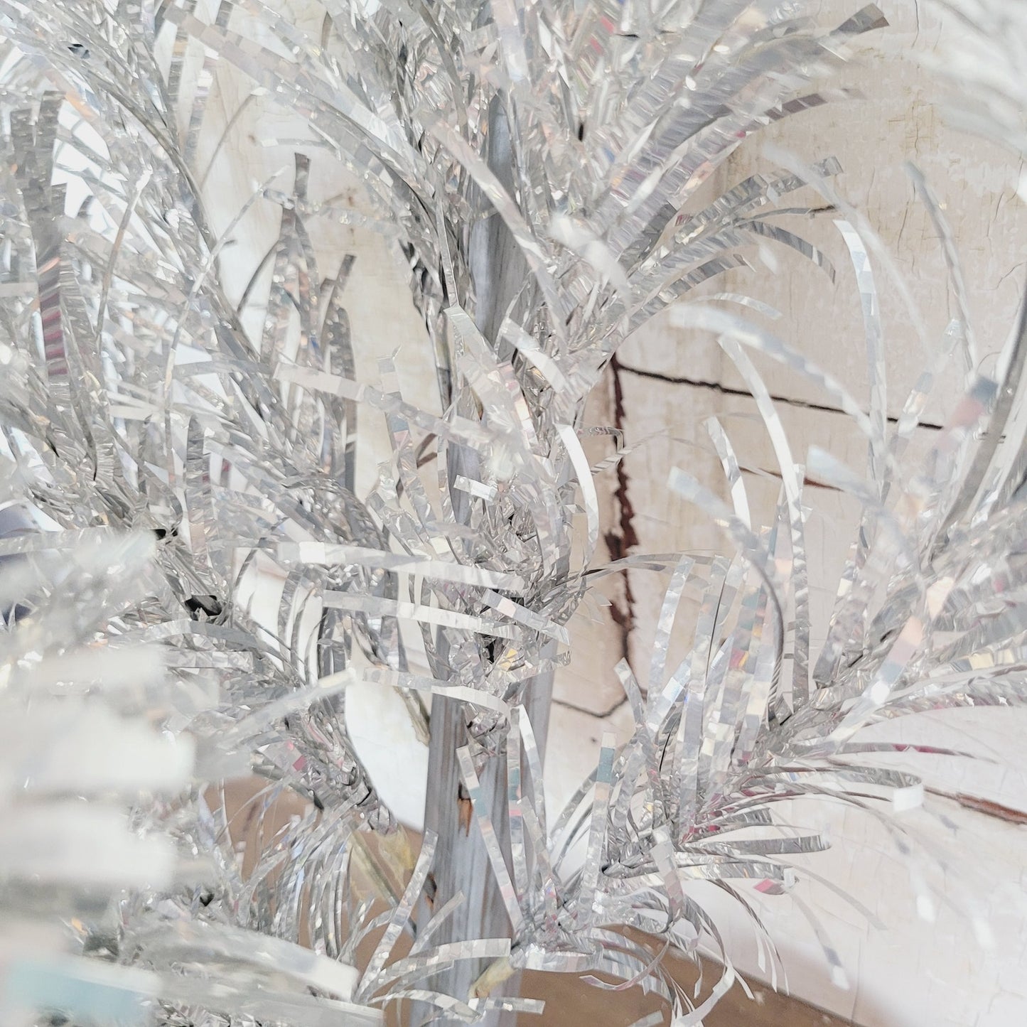 1950s Aluminum Pom Pom Hanging Christmas Tree | Wall Door Tree | 2 Ft Box #K5000