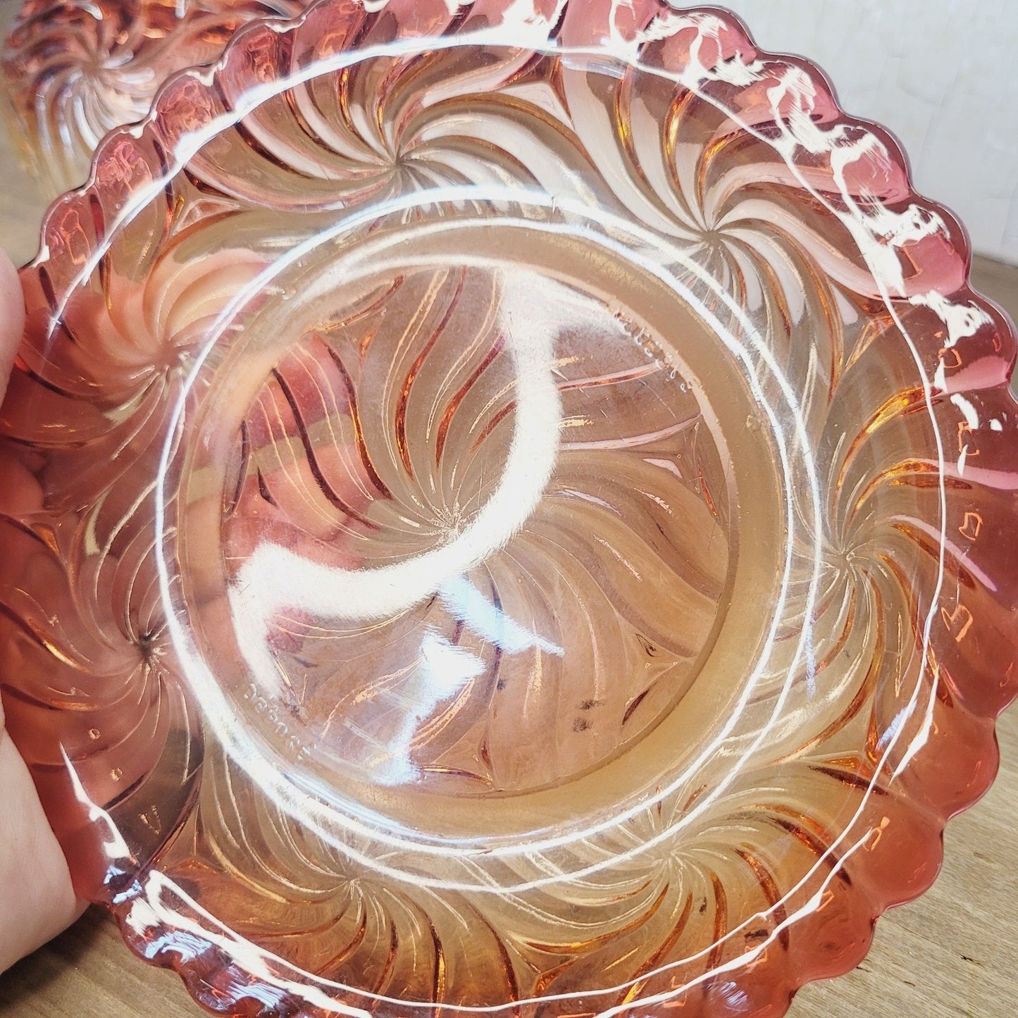 Baccarat Rose Tiente Rosaces Multiples Carafe Underplate French Art Glass Pink