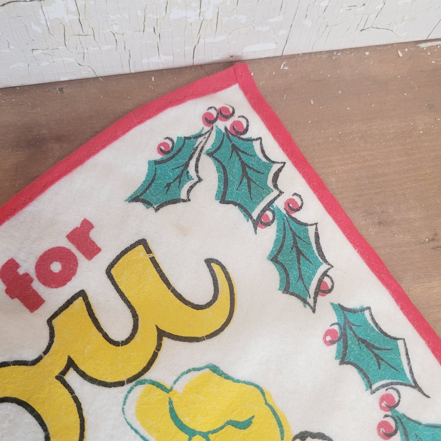 Vintage 19" Santa Claus Christmas Stocking Teddy Bear Candy Cane Just for You