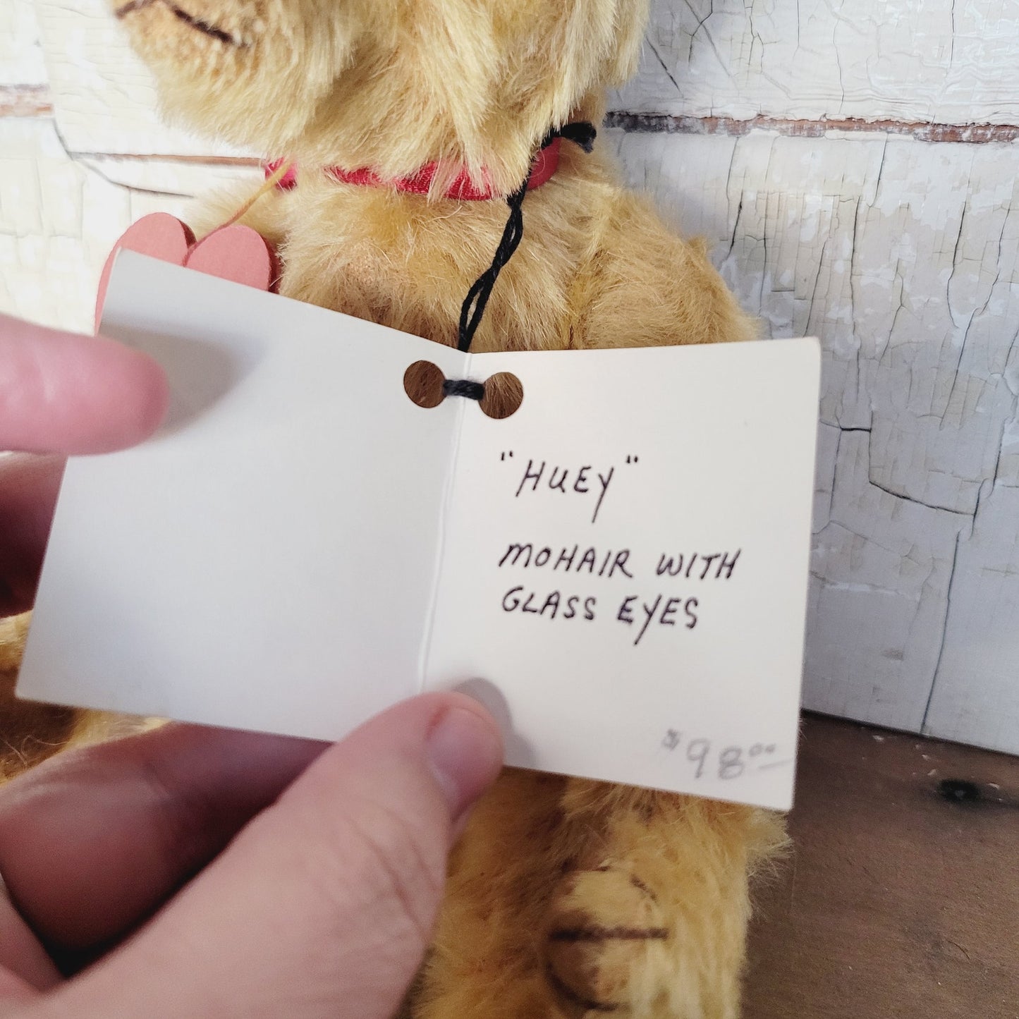 Vintage Cranberry Mountain Bear, "Huey" Mohair Teddy Bear, 10", Muriel Townsend