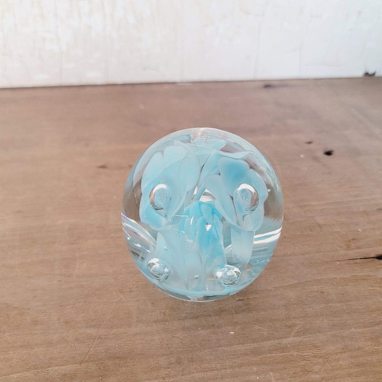 Vintage St. Clair Art Glass Paperweight – 2.5" Blown Glass Bubble Floral Design