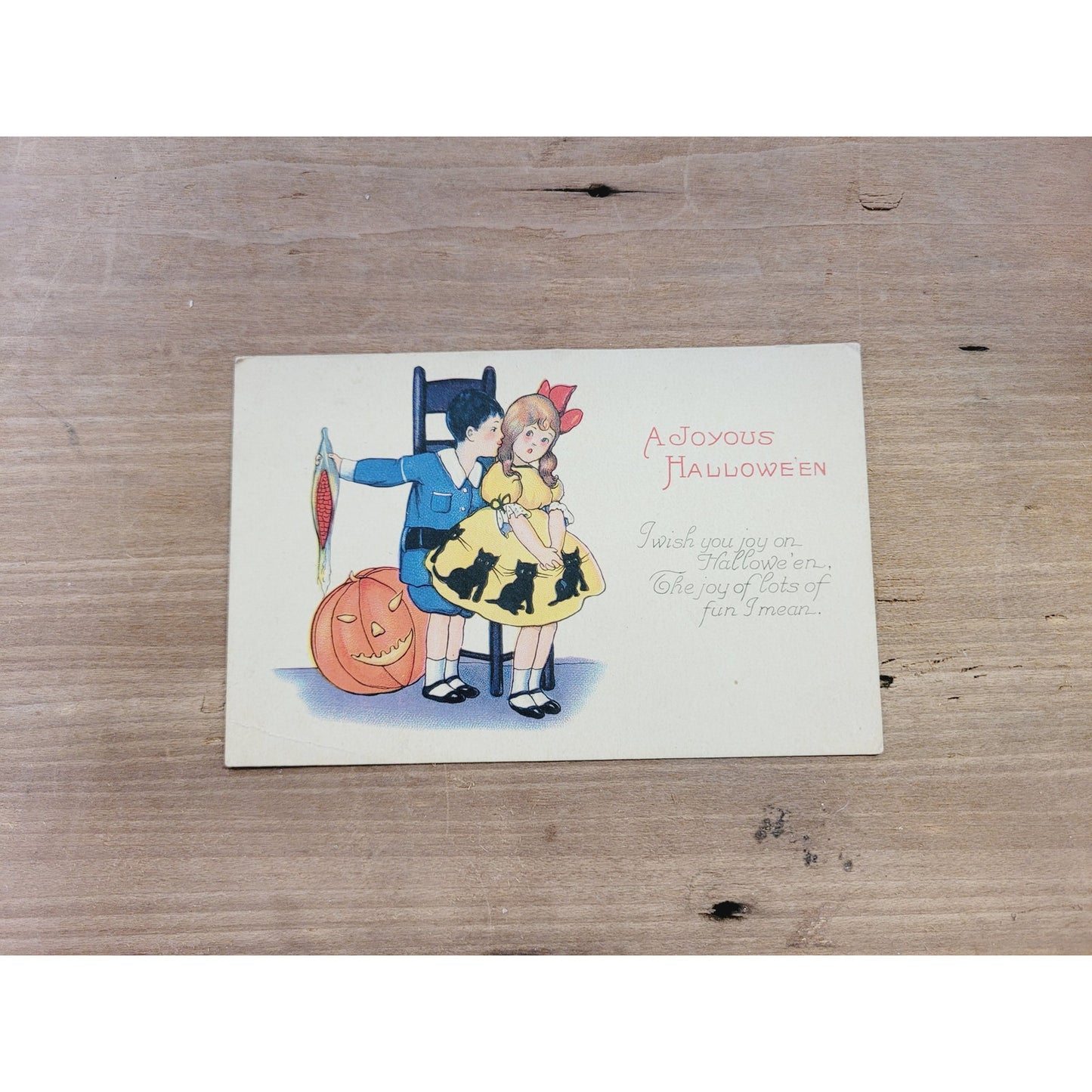 Antique Joyous Halloween Postcard - Chromolith