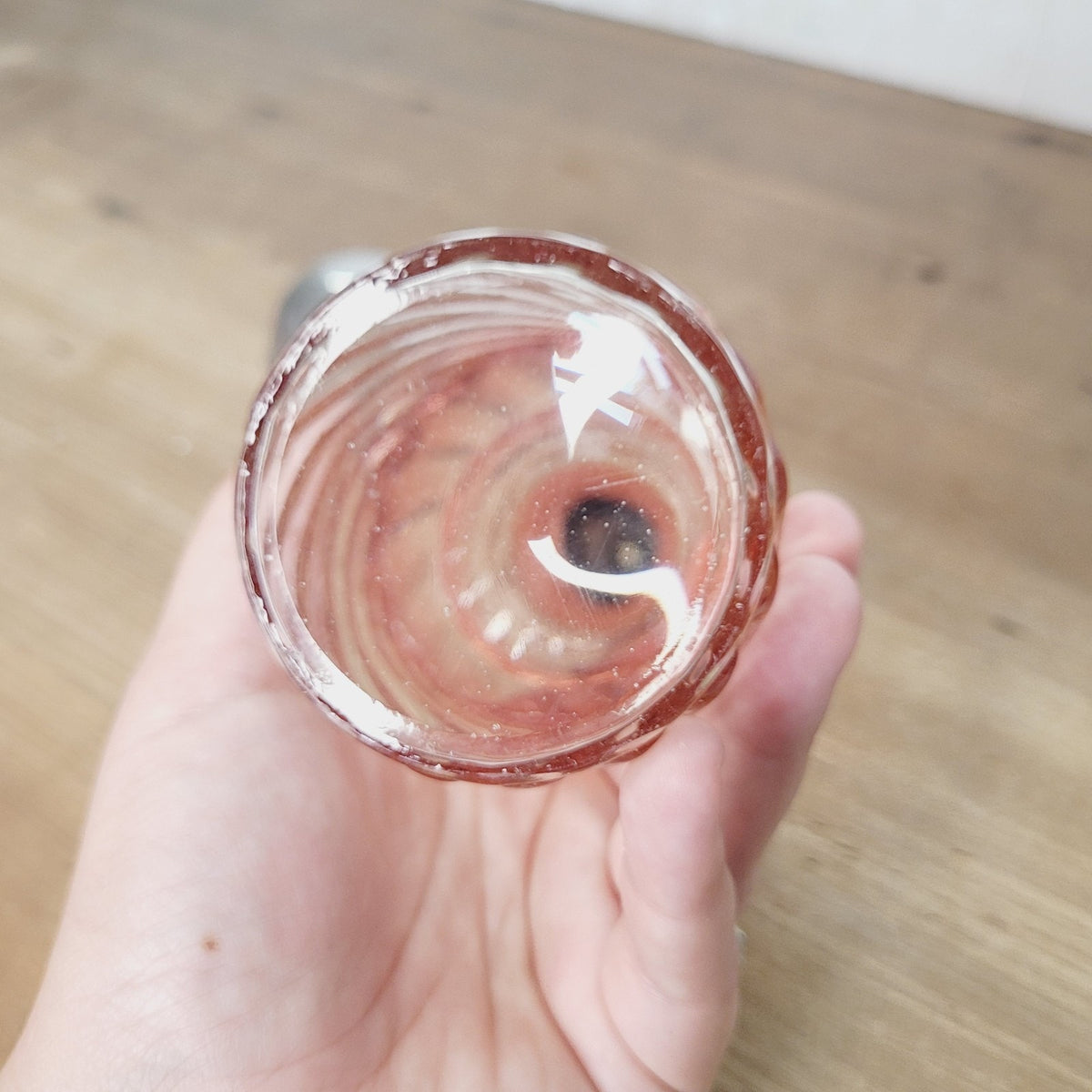 Baccarat Rose Tiente Bambous Swirl Cologne Bottle Metal Cap French Art Glass