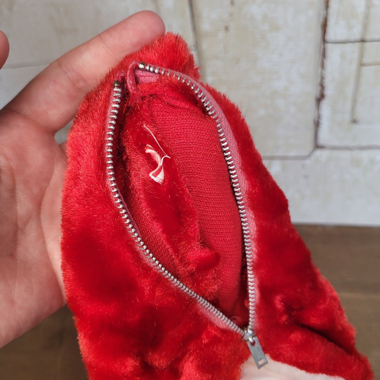 Vintage Bijou Toys Rubber Face Santa Pajama Bag Stocking Mid Century Christmas