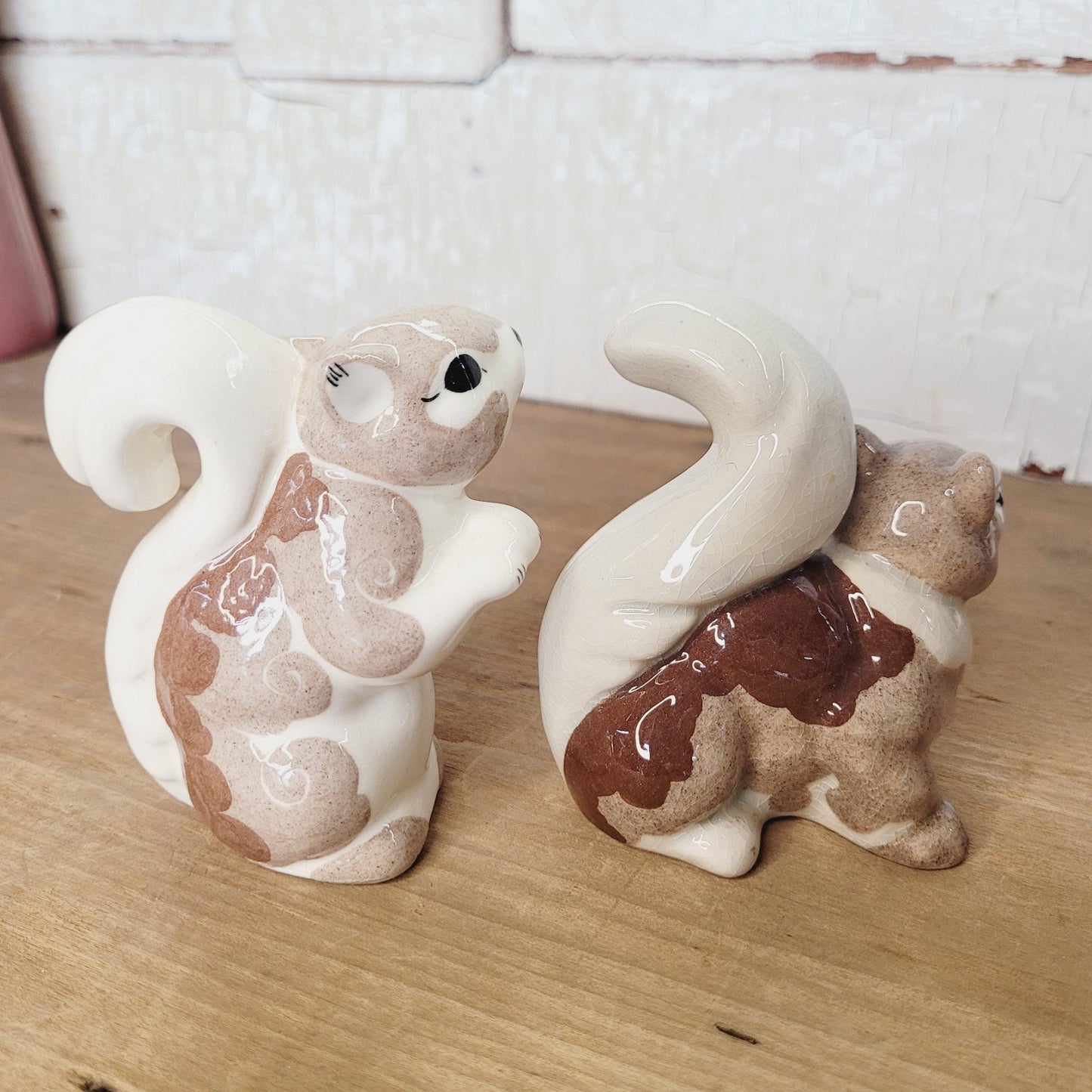 Kay Finch California Squirrel Figurines Pair Vintage Glazed Ceramic