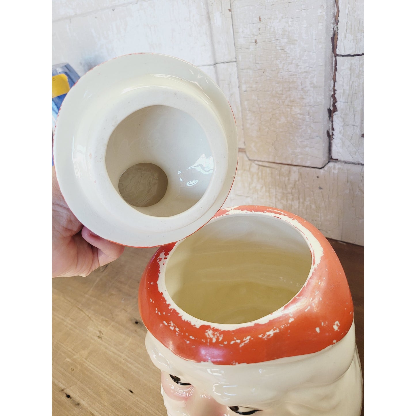 Vintage Santa Cookie Jar 1960s Hand Painted Santa Face Christmas Kitchen