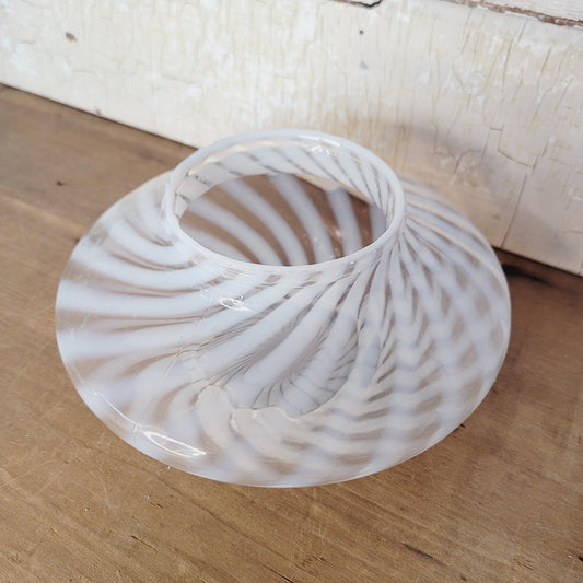 Fenton White Opalescent Swirl Vintage Oil Lamp Base Part