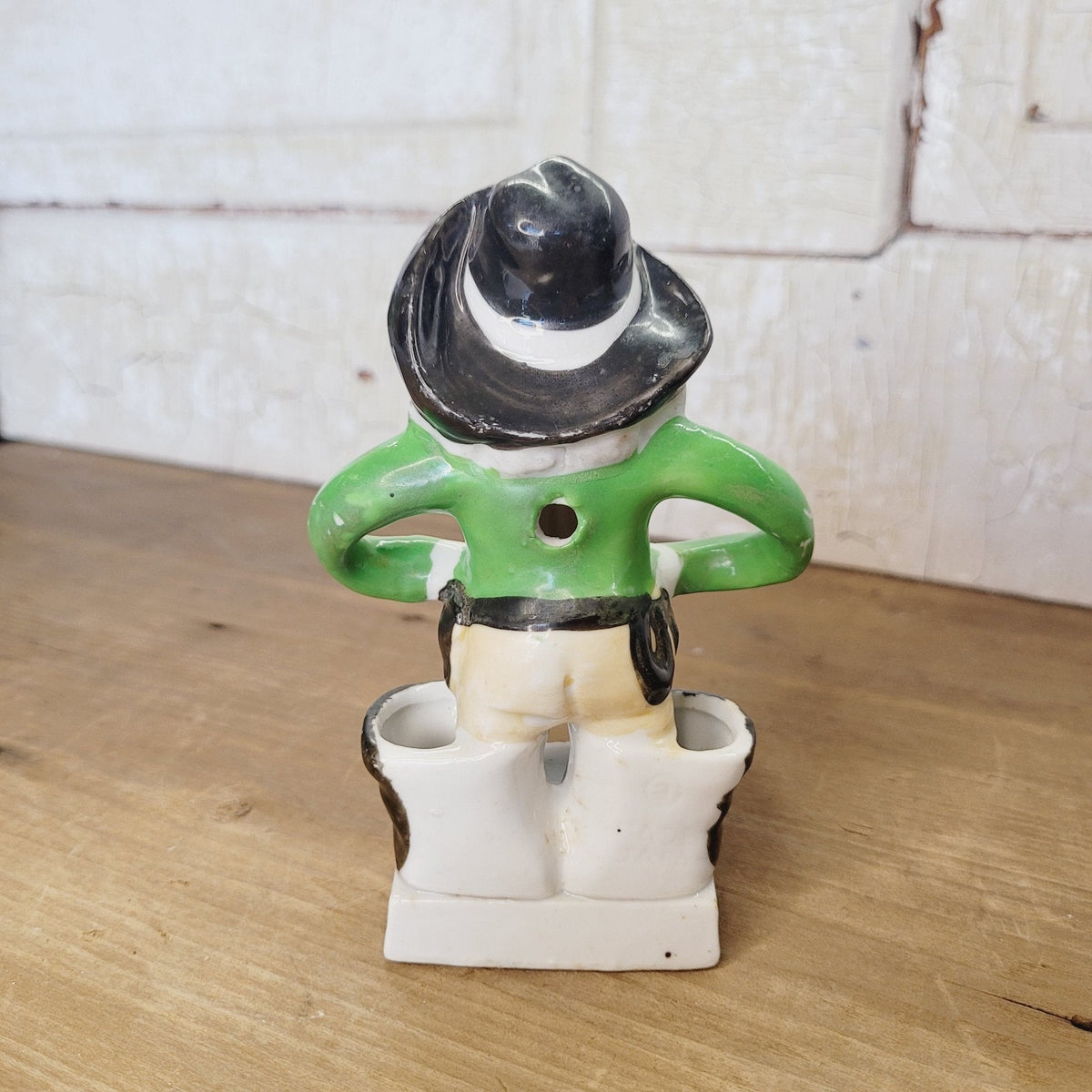 Vintage Japan Pirate Figural Toothbrush Holder Luster Ceramic 1940s 5in
