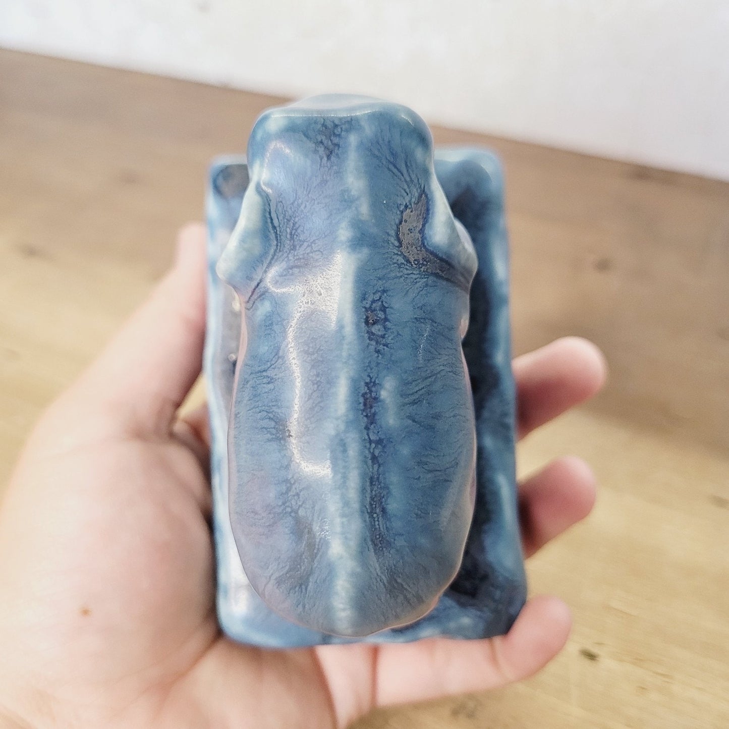 Rookwood 1930 Vintage Pottery Blue Elephant Ceramic Paperweight Figurine 2797
