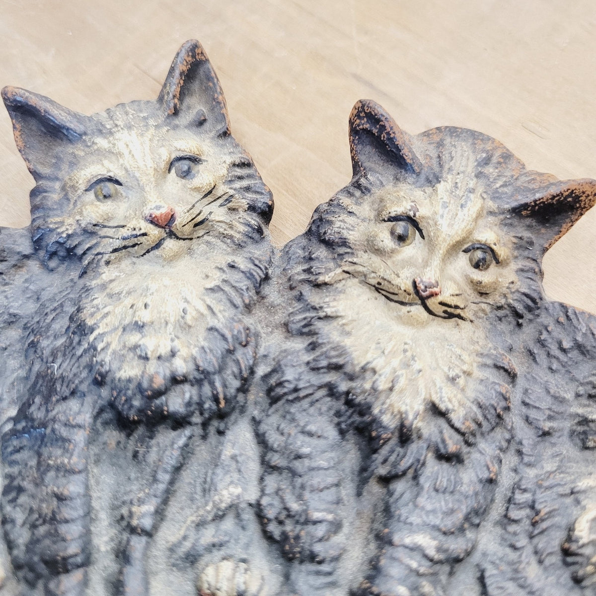 Bradley Hubbard Cat Tray 1640 Antique Cast Metal Three Kittens Pin Tray Dish