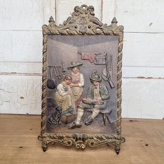Antique Bradley and Hubbard Cast Iron Wall Plaque 1812 Figural Relief Easel Back
