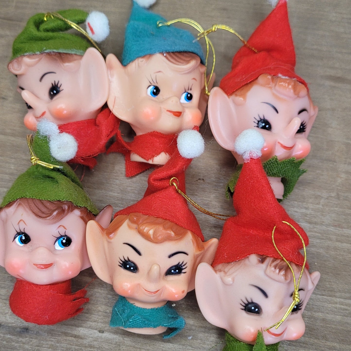 Set of 6 Vintage Elf Pixie Light Covers | Japan 1960s Knee Hugger Christmas