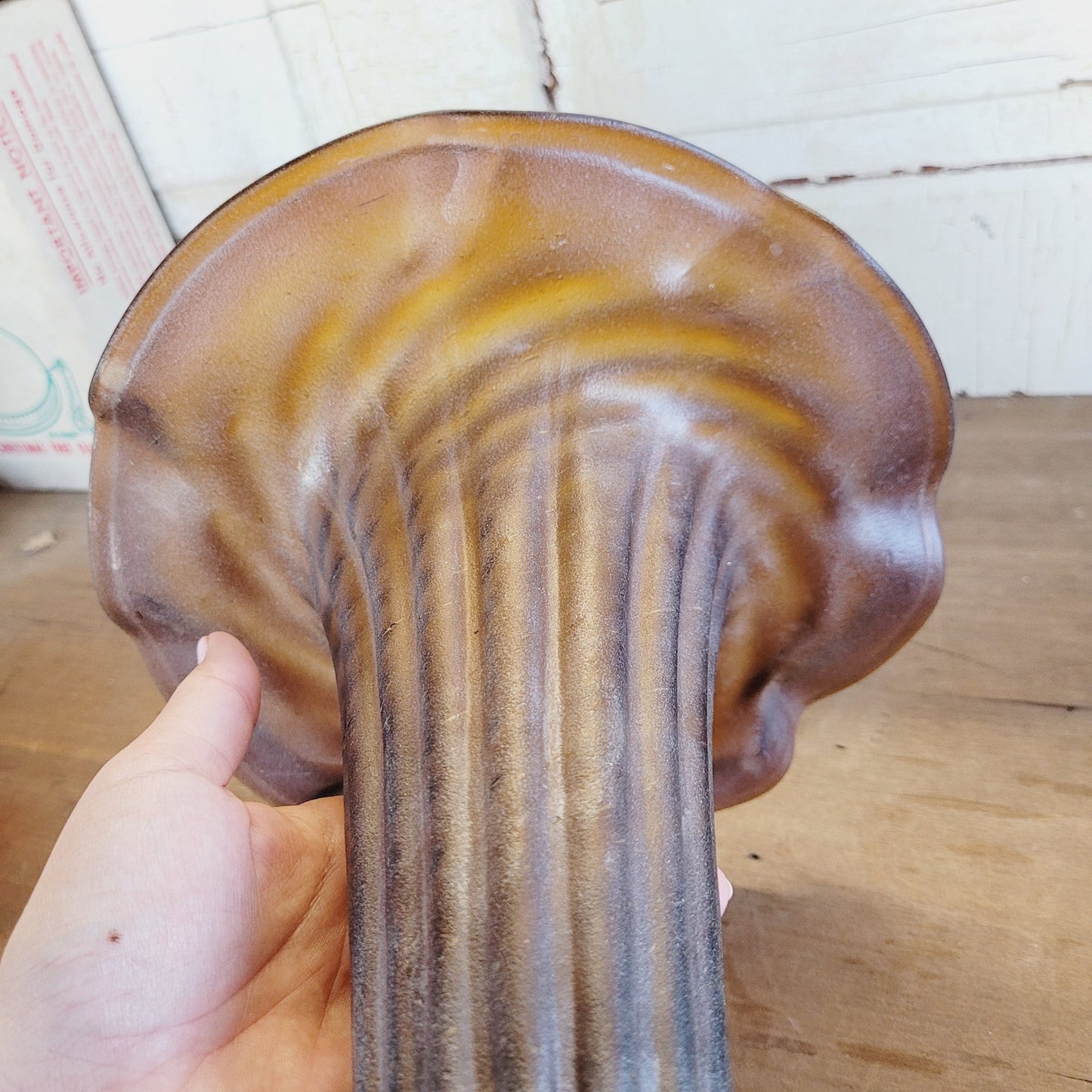 SCAVO Glass Caramel Rope Vase 8.75" Barovier Toso Style