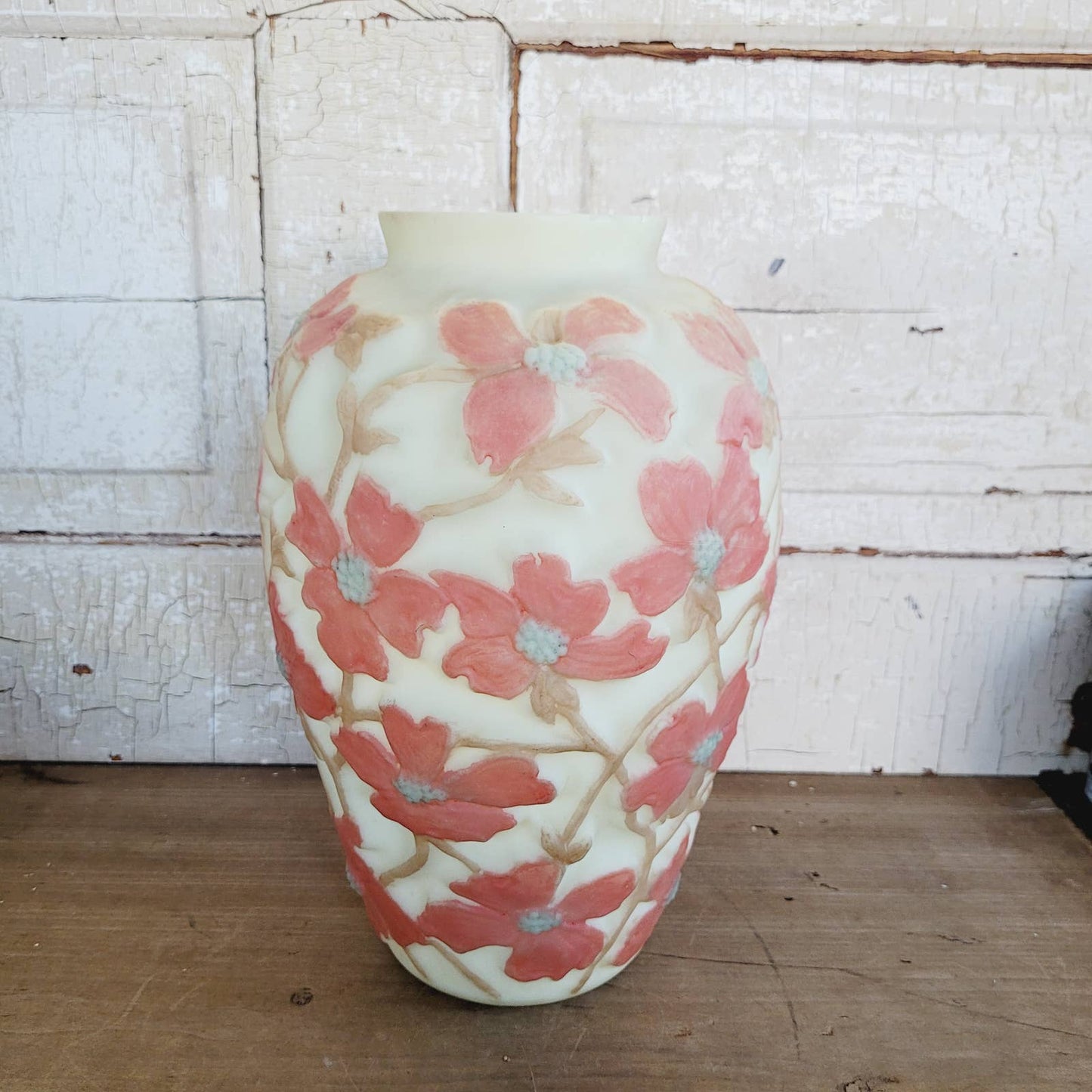 Vintage Large Consolidated Glass Dogwood Vase GLOWS