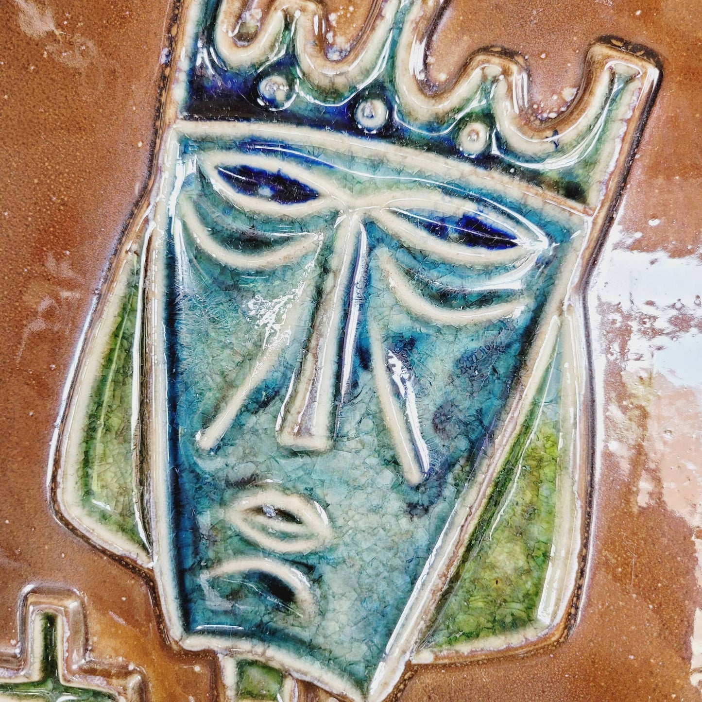 Vintage Tacel Art Pottery Ceramic Wall Plaque KING MCM