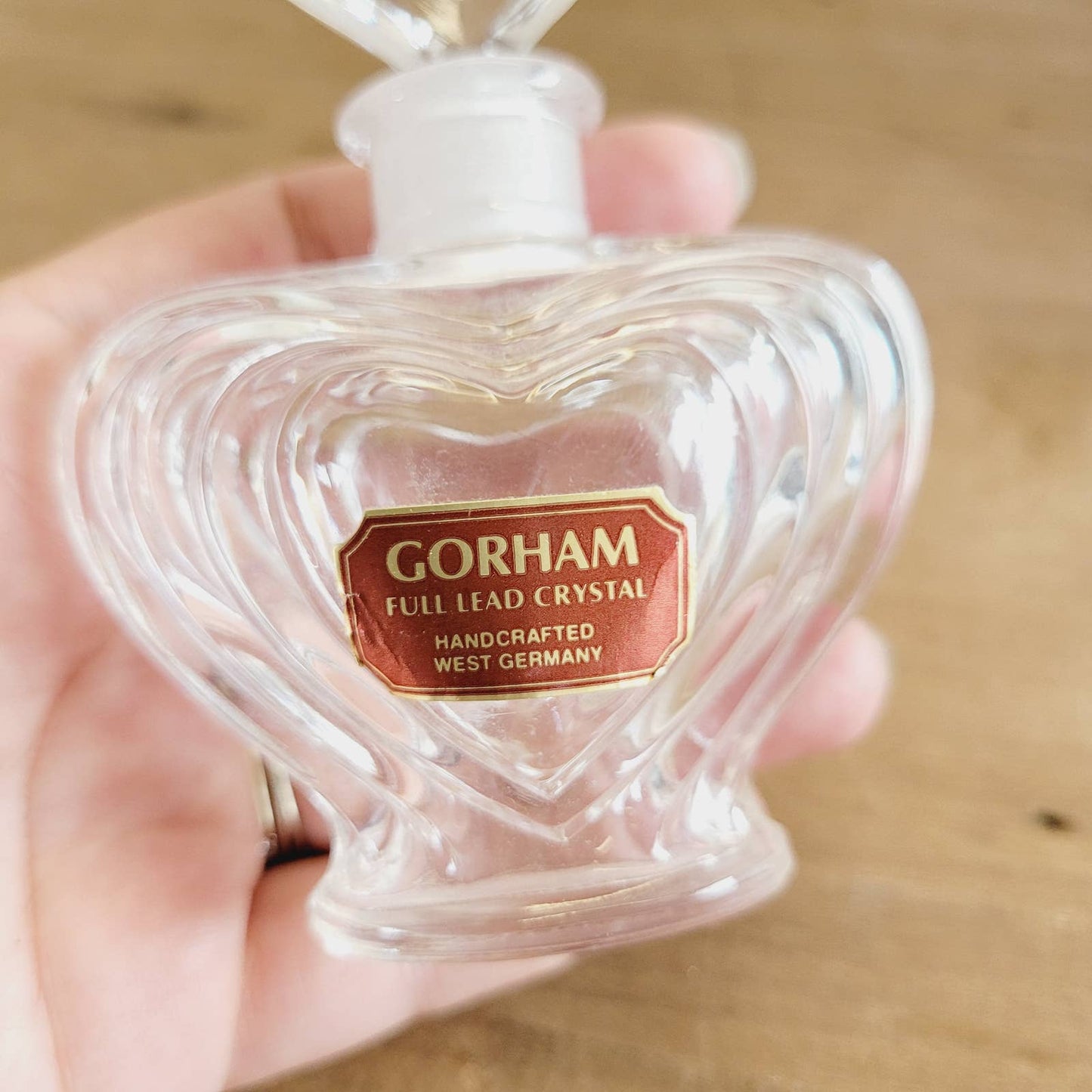 Vintage Gorham Full Lead Crystal Heart Shape Perfume Bottle