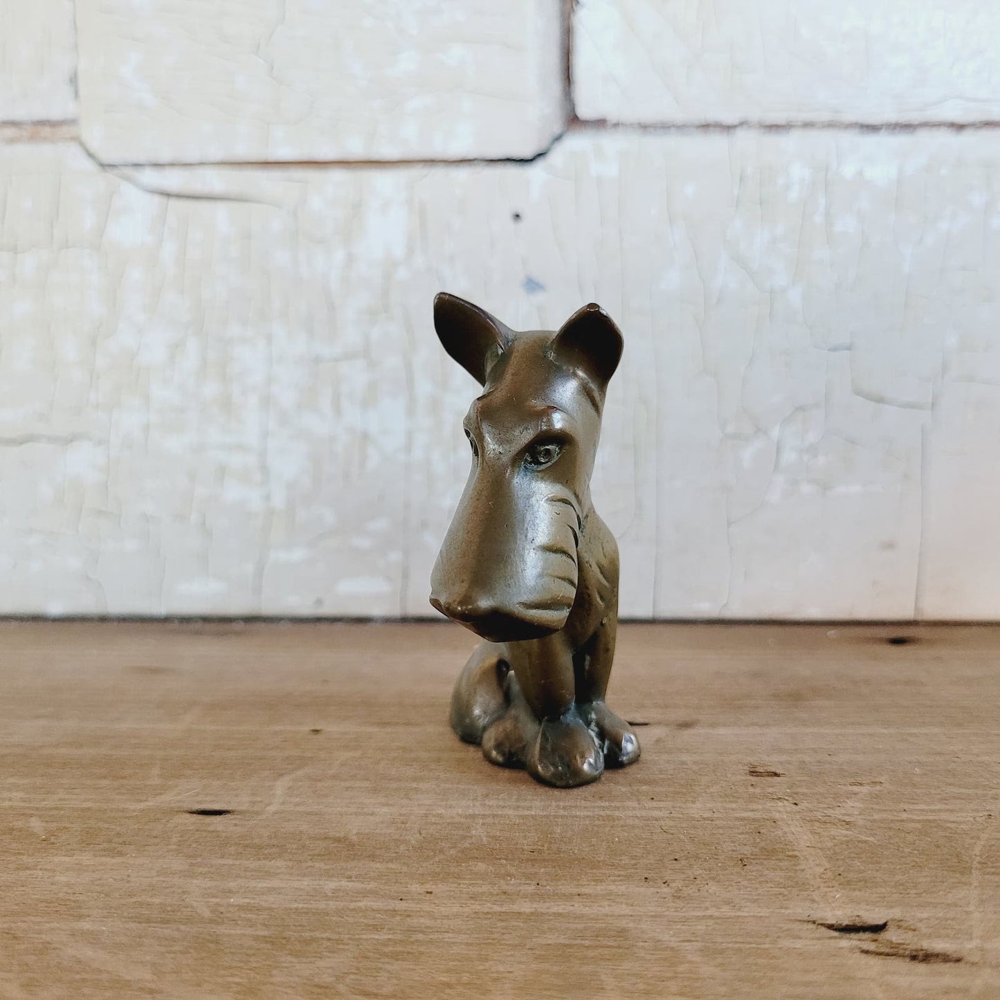 Art Deco Terrier Dog Brass Sculpture