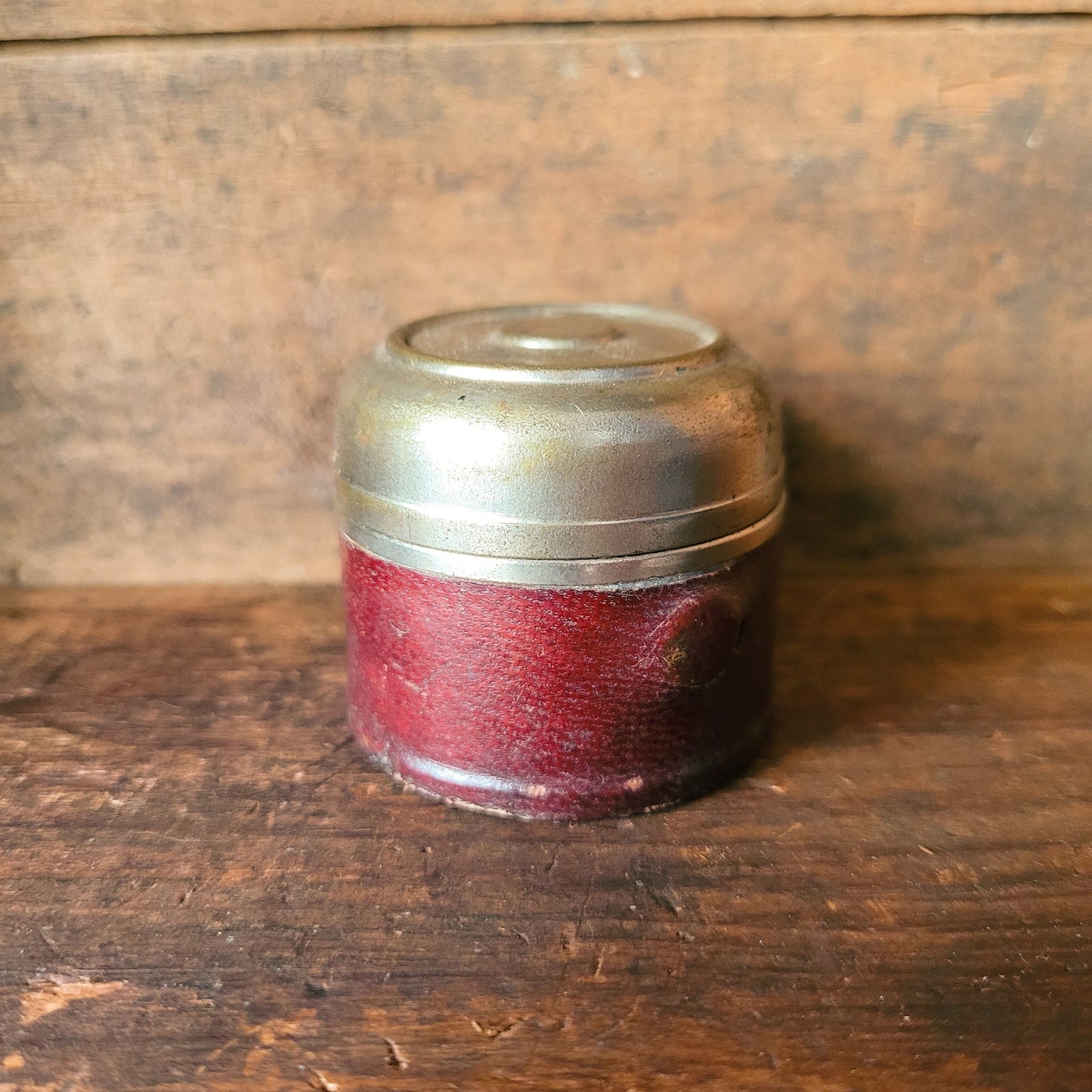 Vintage Travel Inkwell - 20th Century Leather & Metal Collectible