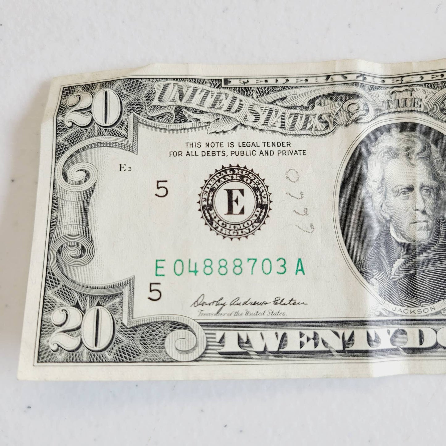 1969 $20 Twenty Dollar Bill Currency E