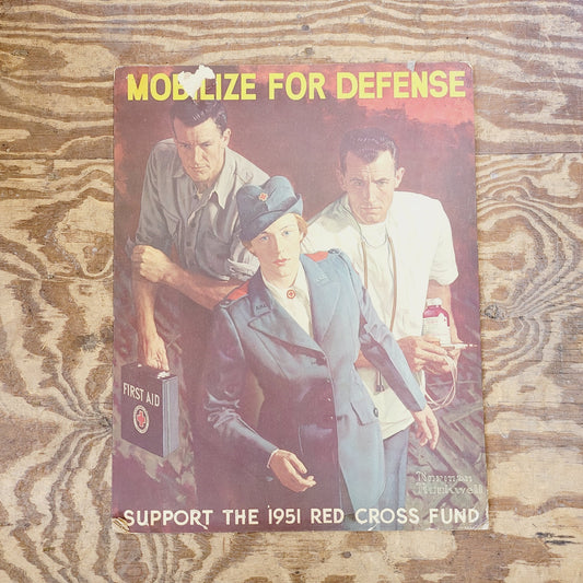 1951 Korean War Mobilize for Defense Red Cross War Fund Poster Original