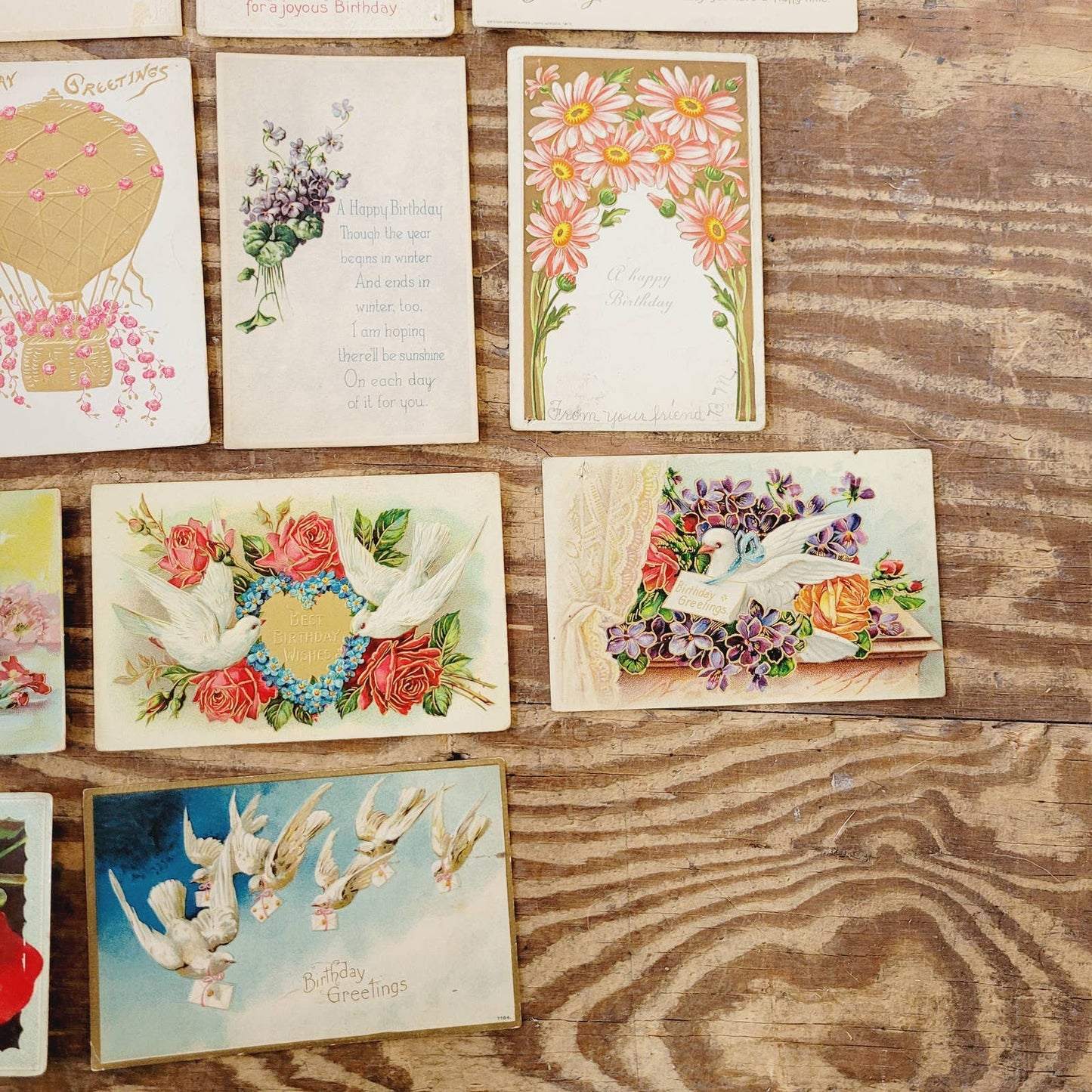 Lot of 22 Antique Postcards Early 1900's Floral Embossed Birthday
