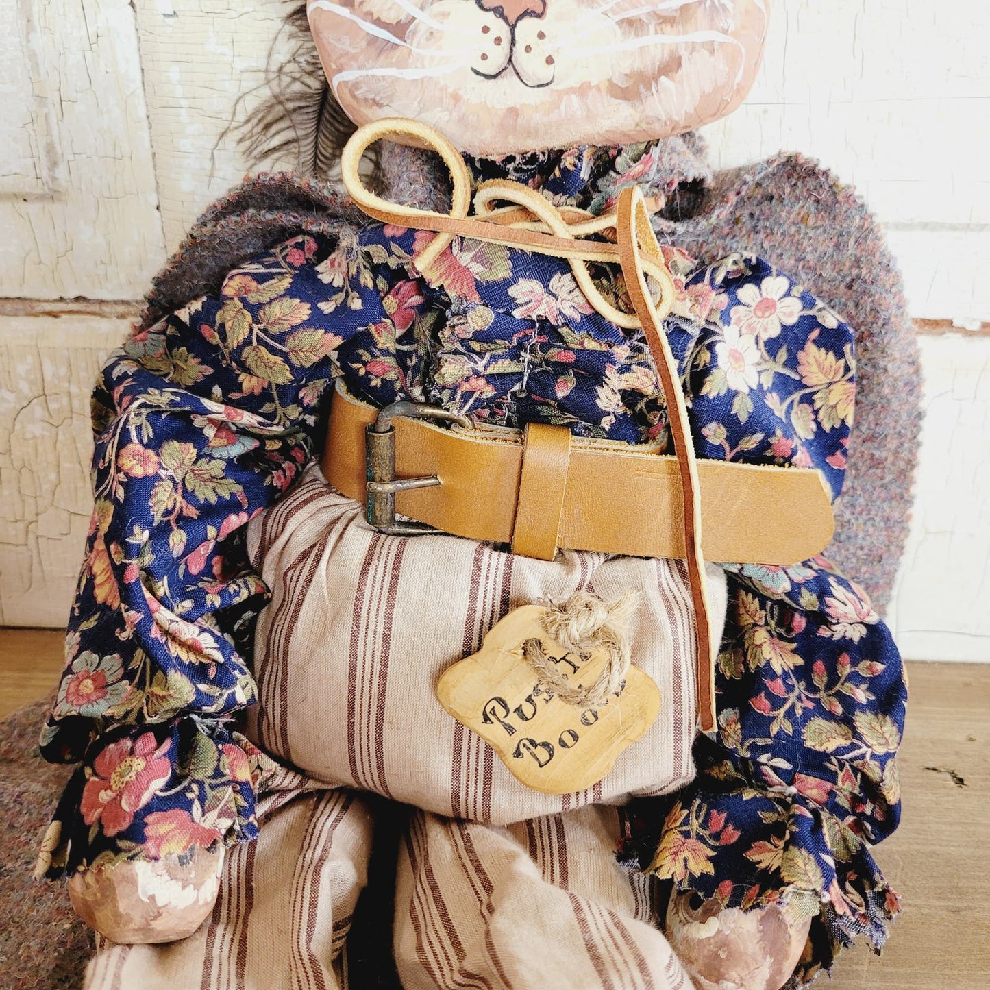 Handmade Hand-Painted Puss 'n Boots Doll - 22" Tall - Vintage Collectible