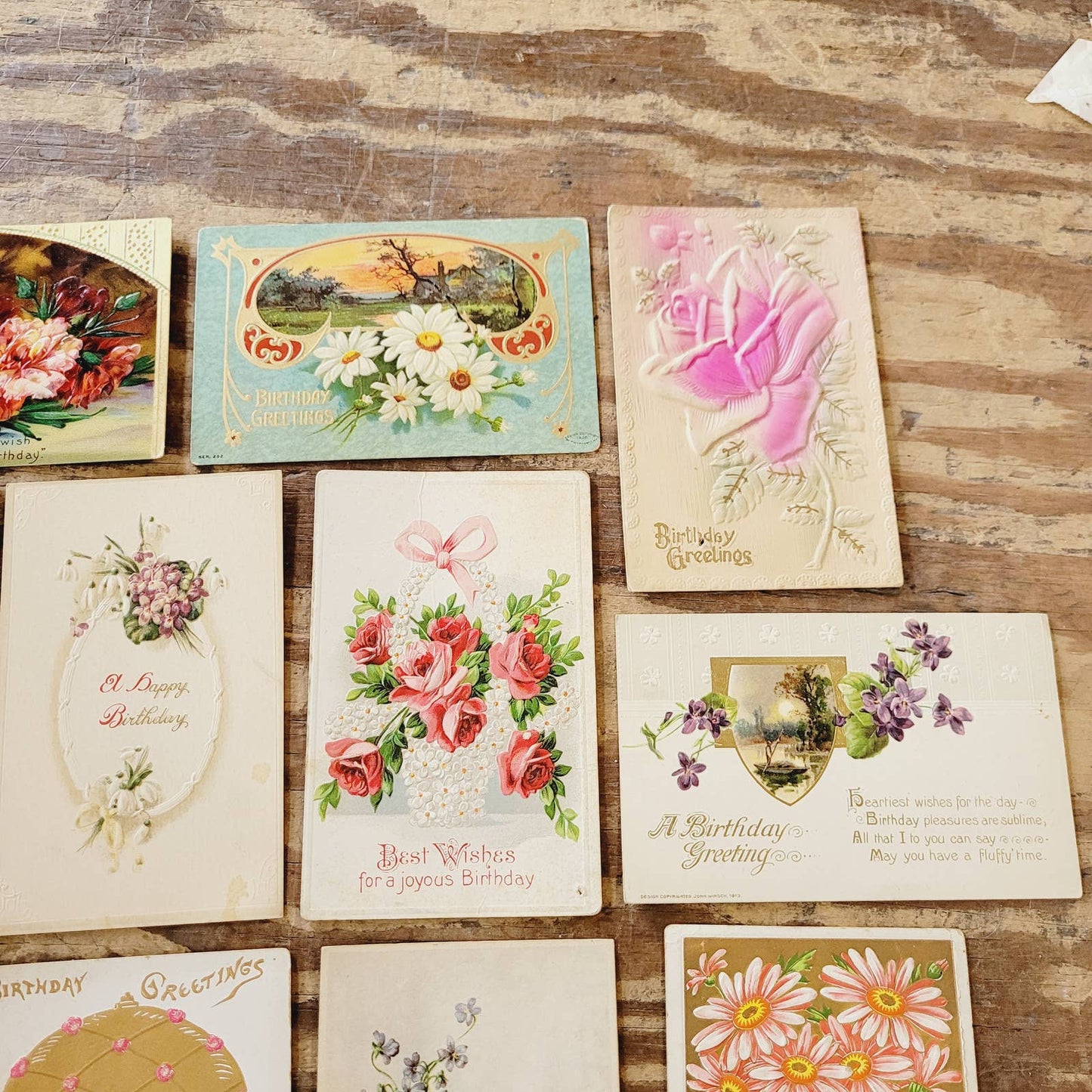Lot of 22 Antique Postcards Early 1900's Floral Embossed Birthday