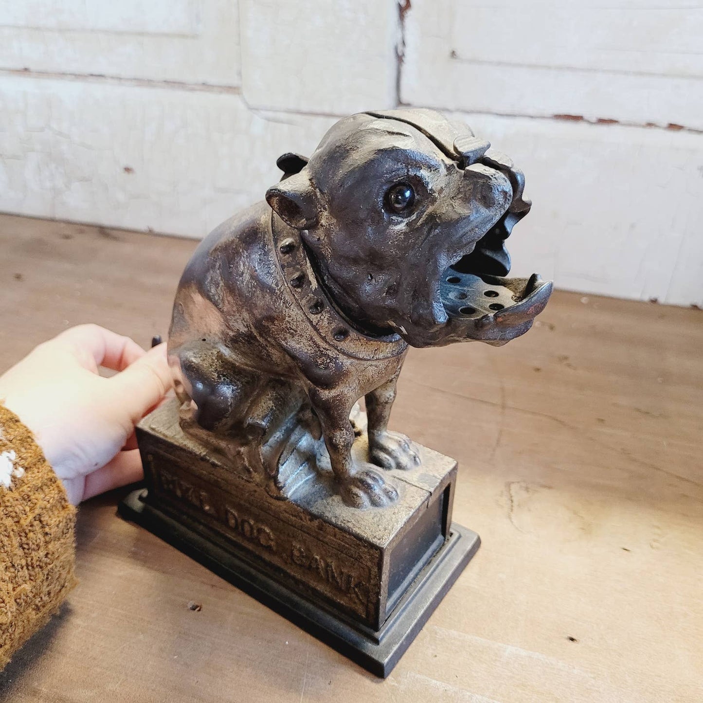 Original 1880 Antique Cast Iron Bull Dog Cast Iron Mechanical Bank