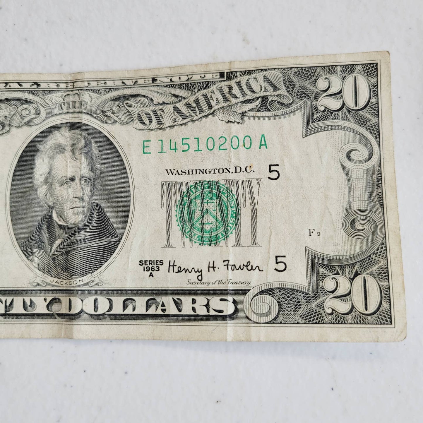 1963 A $20 Twenty Dollar Bill Currency E