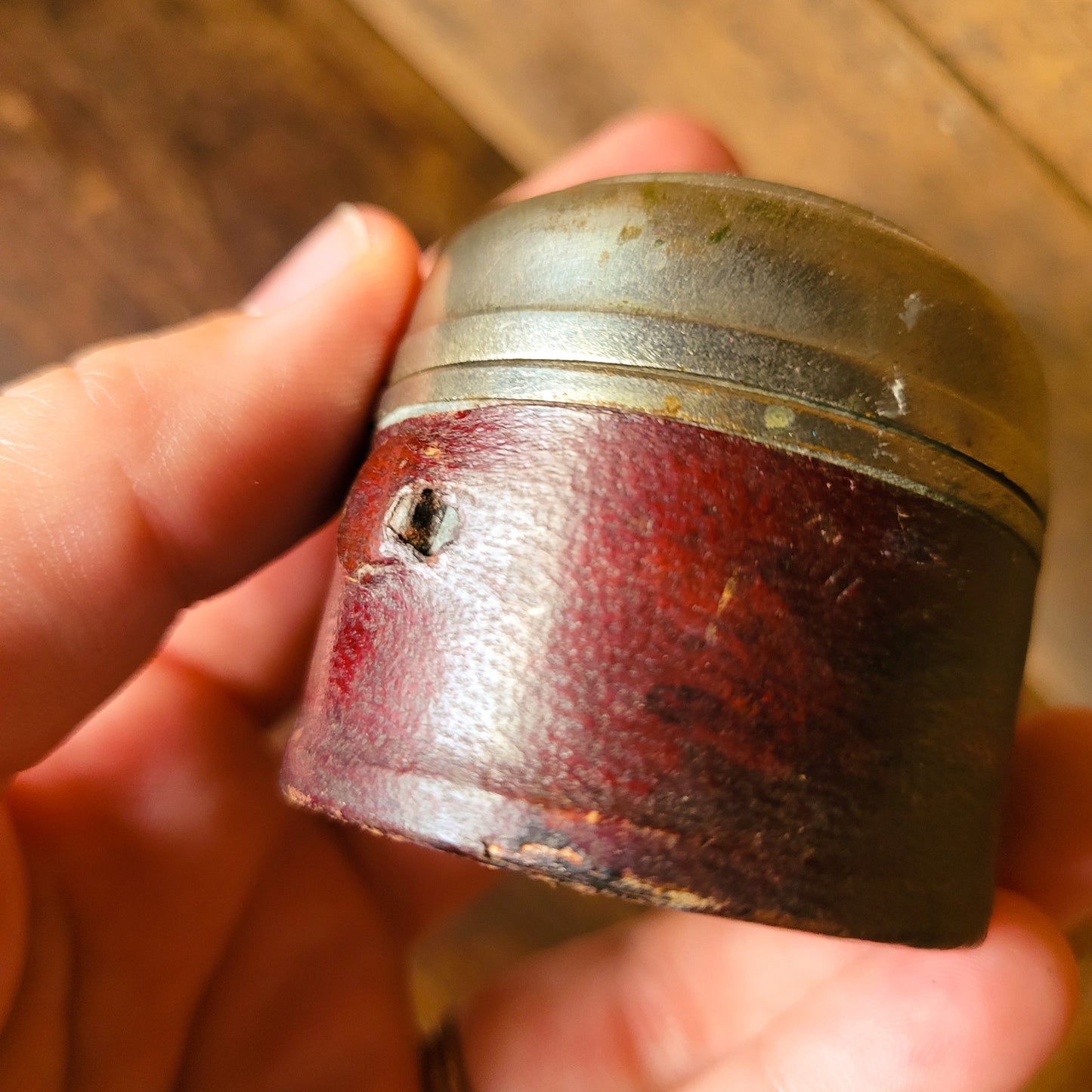Vintage Travel Inkwell - 20th Century Leather & Metal Collectible