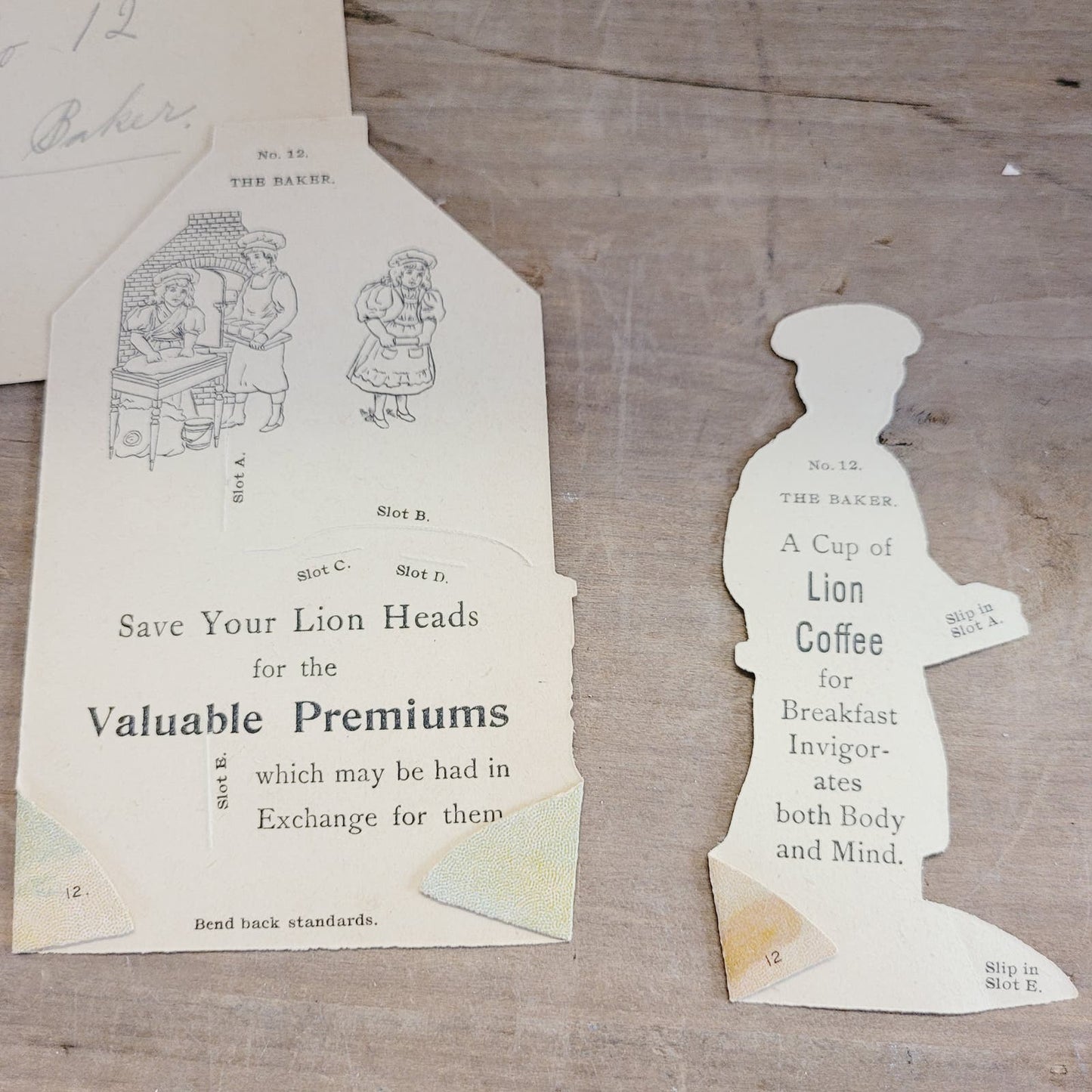 1890s Lion Coffee No. 12 "The Baker" Trade Card Paper Doll Cut Outs