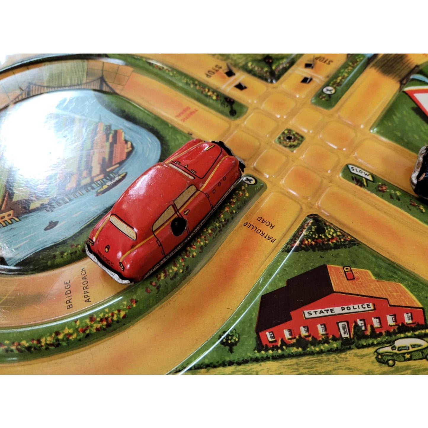 1930s Vintage Tin Toy: AUTOMATIC TOY CO. Magic Crossroads Game